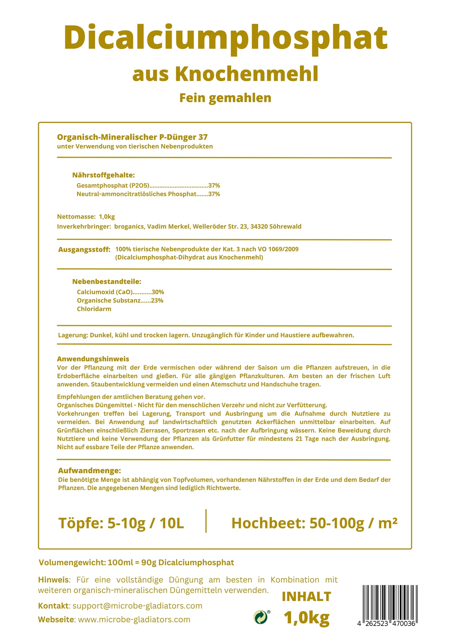 Dicalciumphosphat aus Knochenmehl 0-37-0