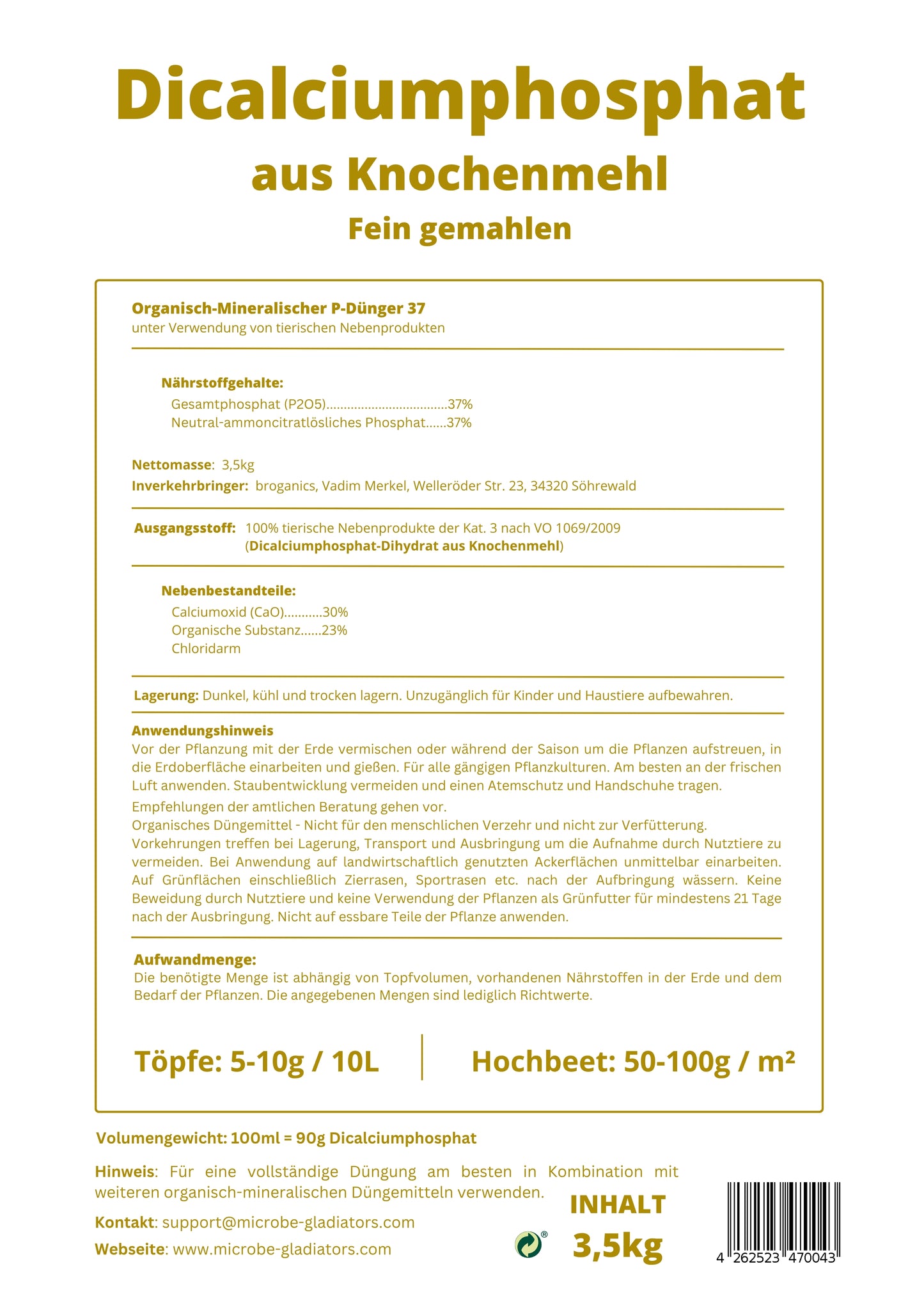 Dicalciumphosphat aus Knochenmehl 0-37-0